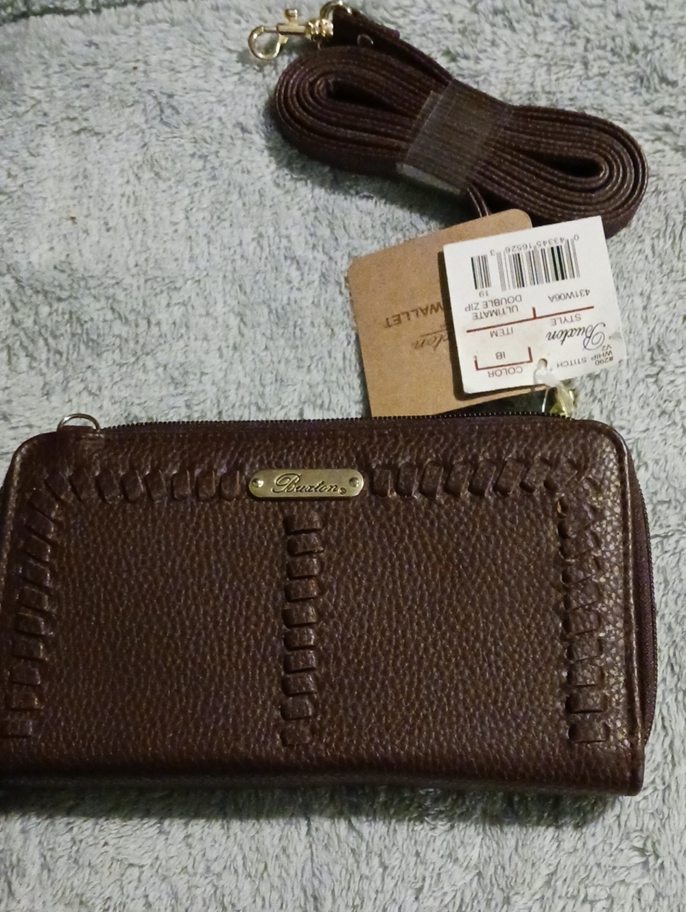 New Buxton Leather Ultimate Double Zip Crossbody Wallet